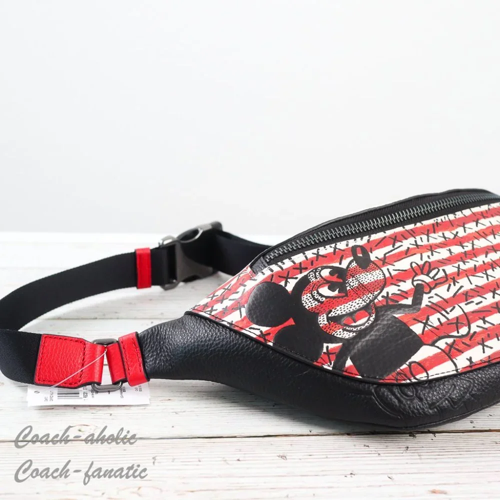 NWT Coach C6870 Disney Mickey Mouse X Keith Haring Stripe Warren Belt Bag - Picture 4 of 10